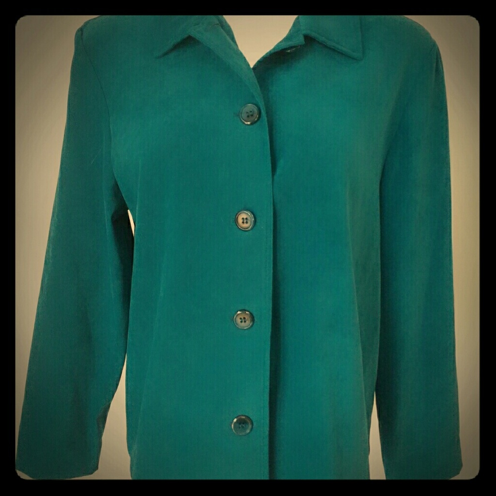 Briggs Micro Suede Turquoise Blazer, Blouse Shirt